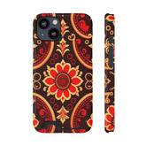 Batik Blossom Phone Case With Card Holder